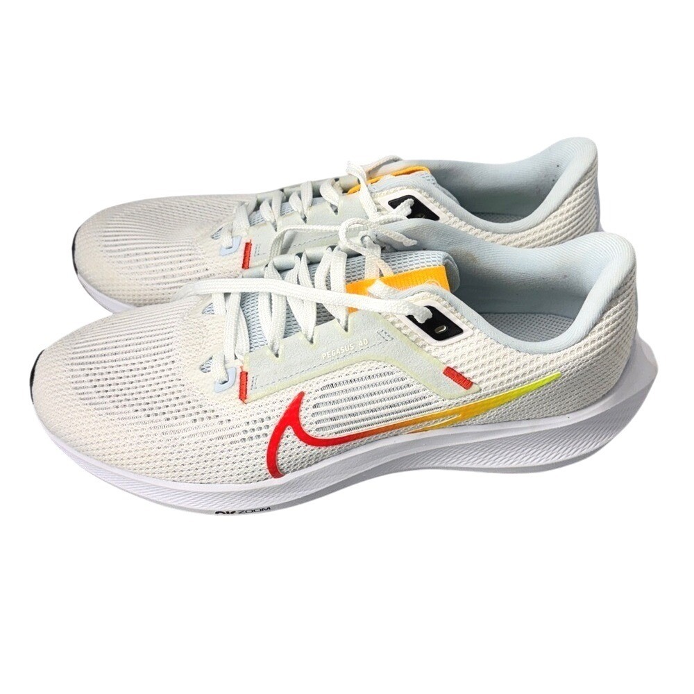 Nike Pegasus 40 Running Shoes White Red Yellow Mens Size 9